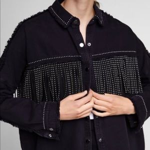 Fringe studded denim shirt/jacket